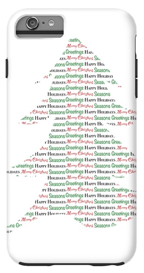 Merry Christmas Tree Text Art - Phone Case