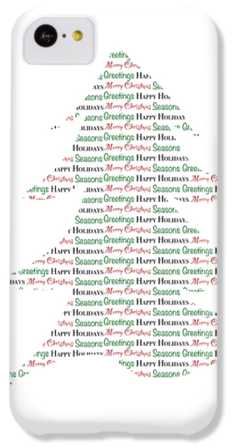Merry Christmas Tree Text Art - Phone Case