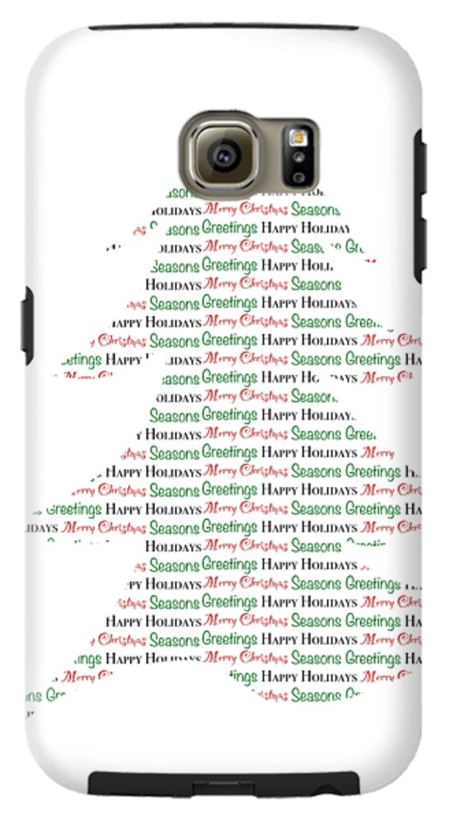 Merry Christmas Tree Text Art - Phone Case