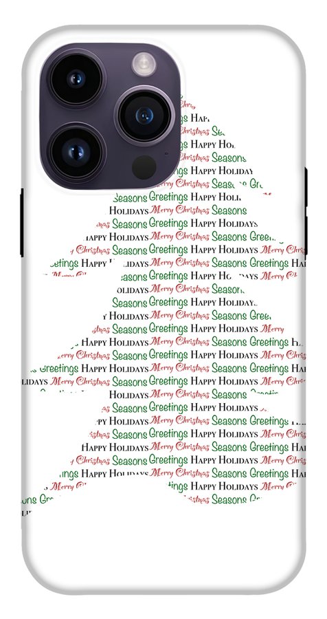 Merry Christmas Tree Text Art - Phone Case