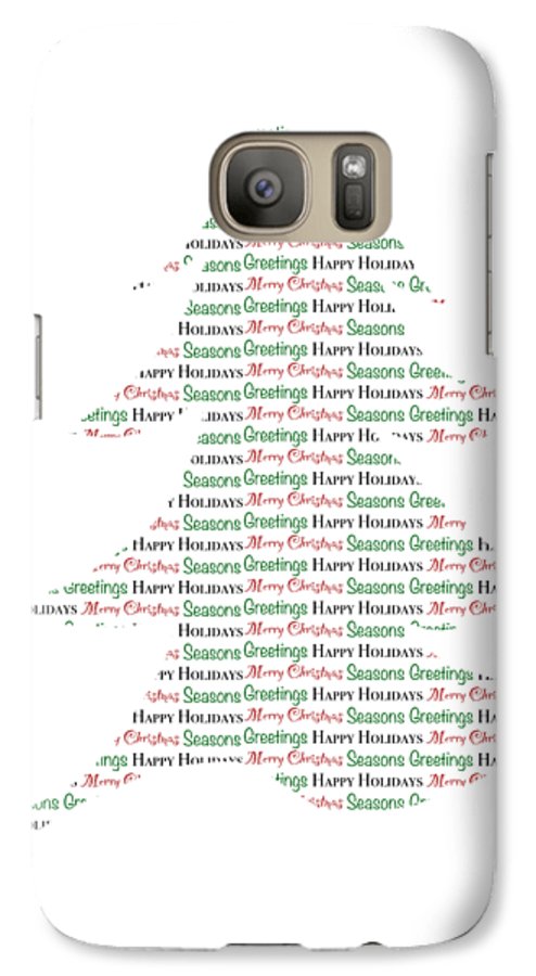 Merry Christmas Tree Text Art - Phone Case