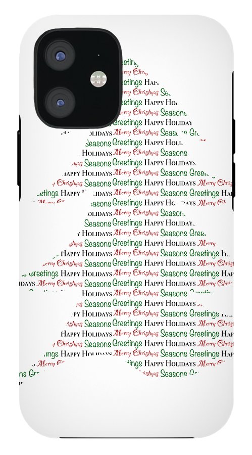 Merry Christmas Tree Text Art - Phone Case