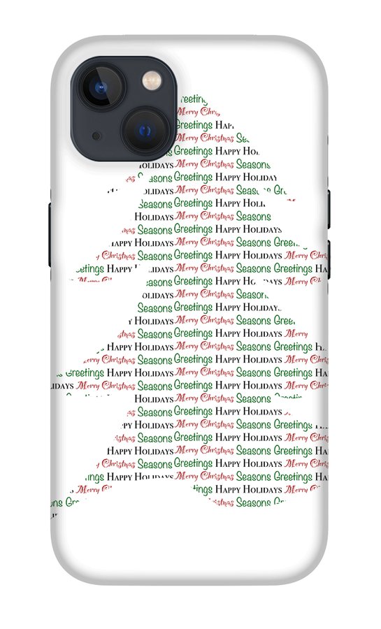 Merry Christmas Tree Text Art - Phone Case