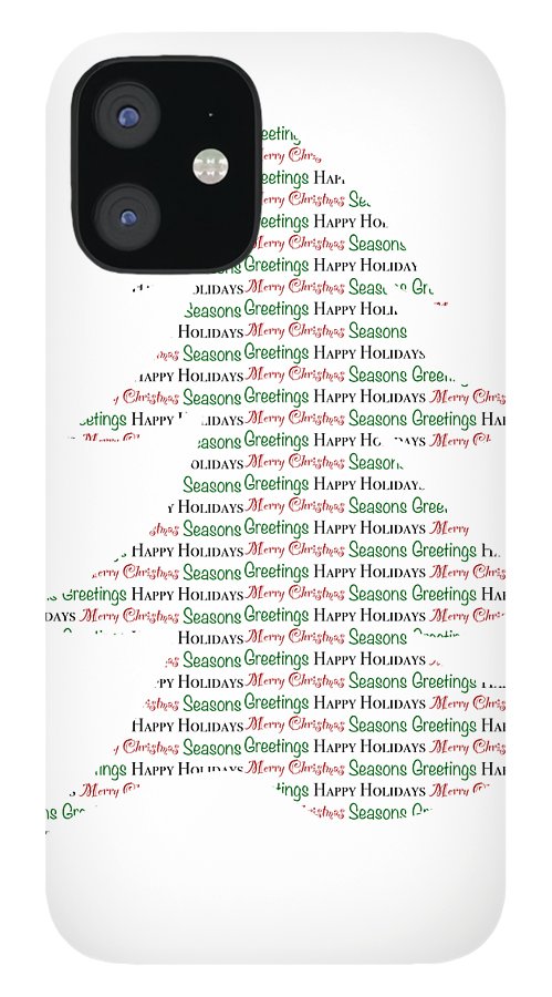 Merry Christmas Tree Text Art - Phone Case