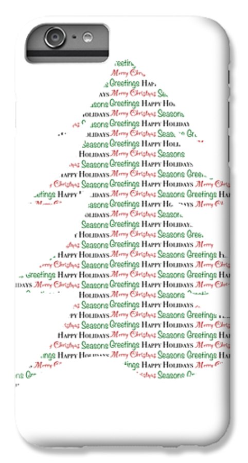 Merry Christmas Tree Text Art - Phone Case