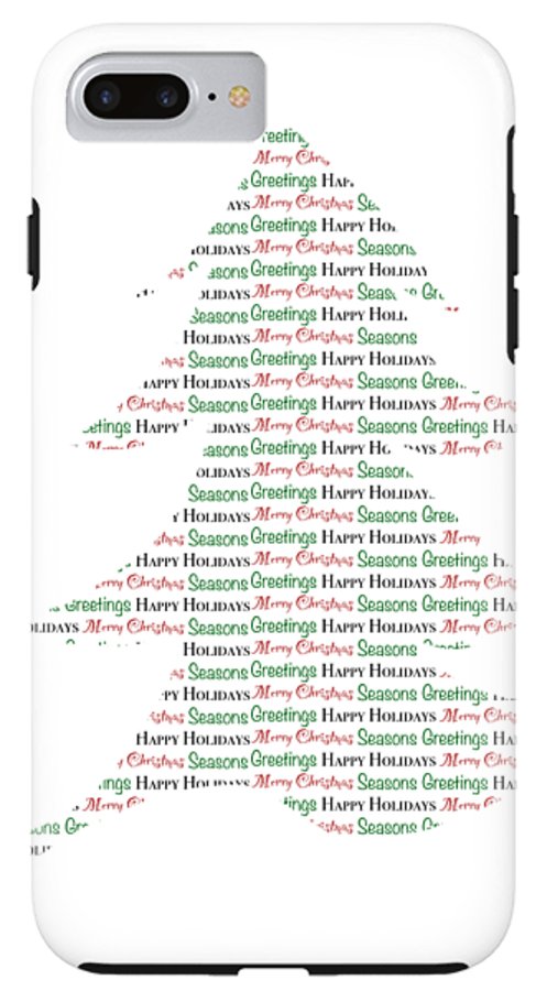 Merry Christmas Tree Text Art - Phone Case