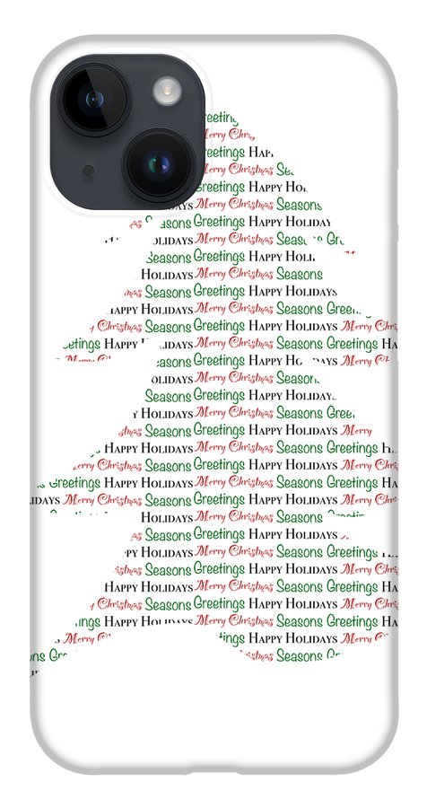 Merry Christmas Tree Text Art - Phone Case