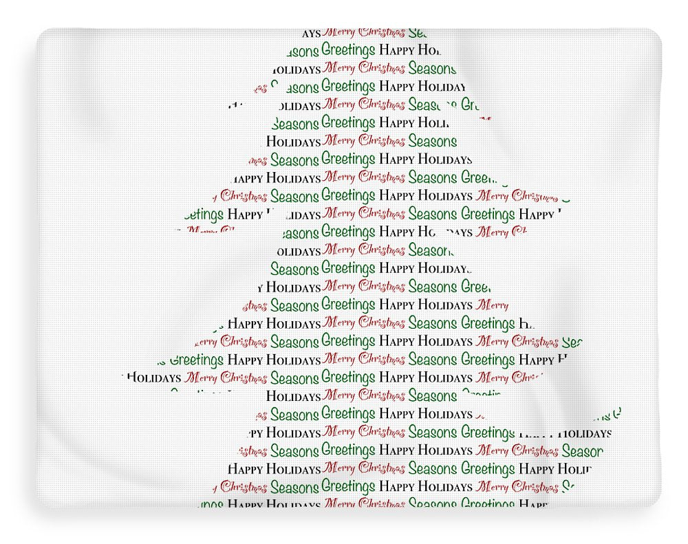 Merry Christmas Tree Text Art - Blanket