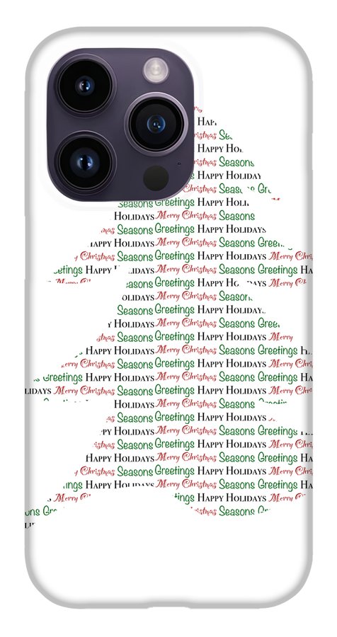 Merry Christmas Tree Text Art - Phone Case