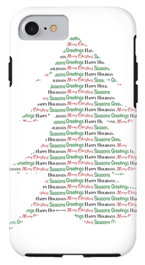 Merry Christmas Tree Text Art - Phone Case