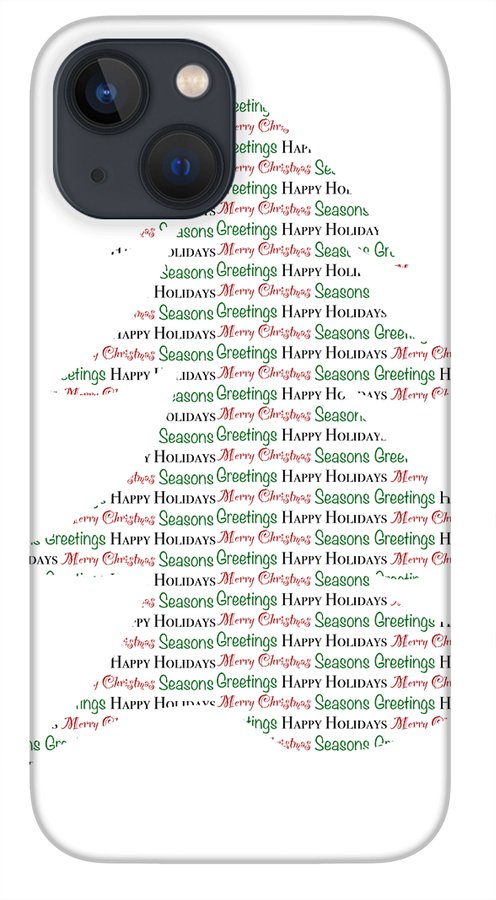 Merry Christmas Tree Text Art - Phone Case