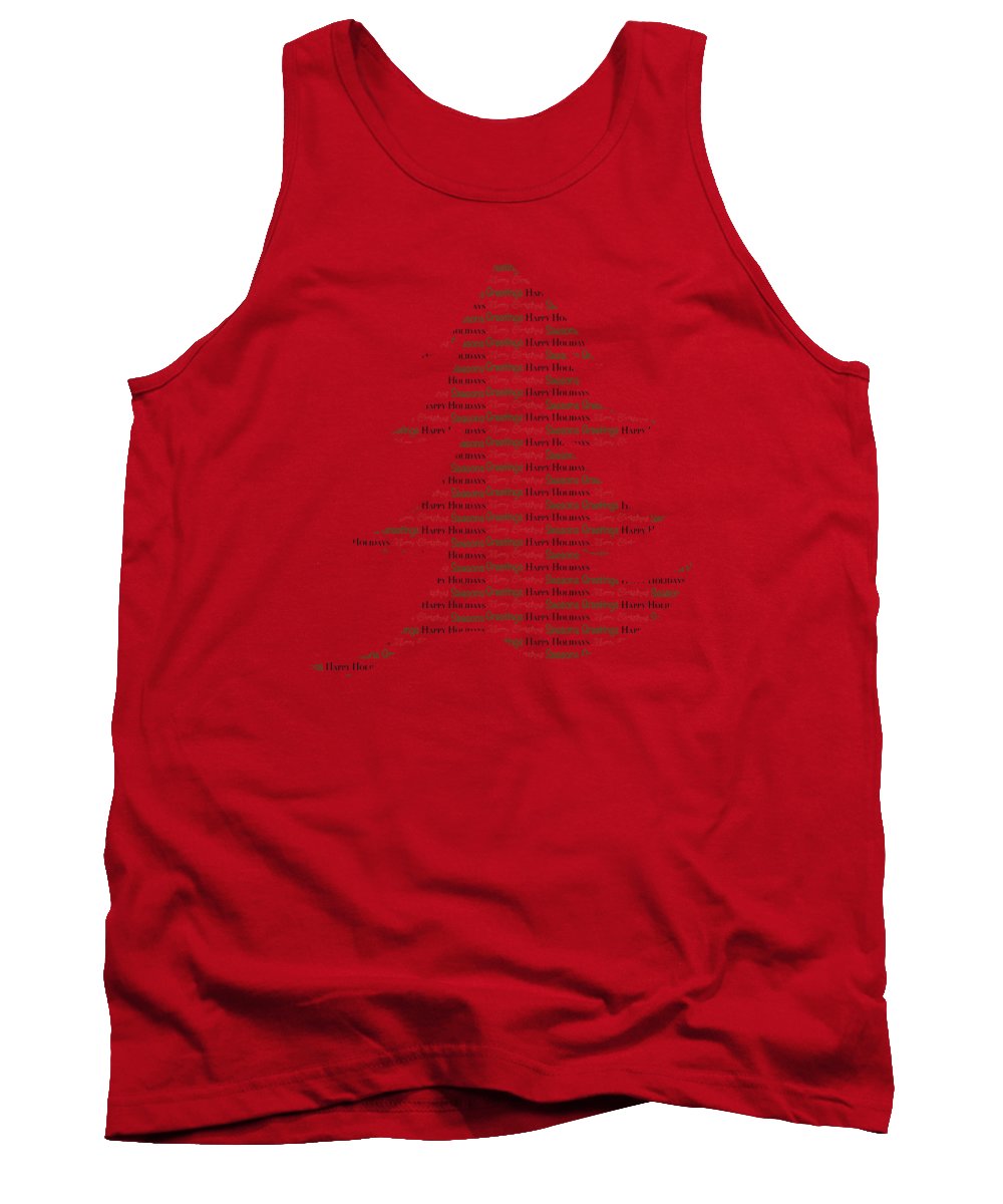 Merry Christmas Tree Text Art - Tank Top