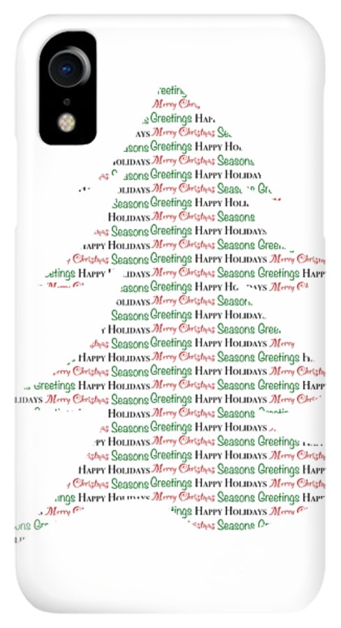Merry Christmas Tree Text Art - Phone Case