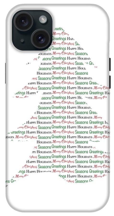 Merry Christmas Tree Text Art - Phone Case