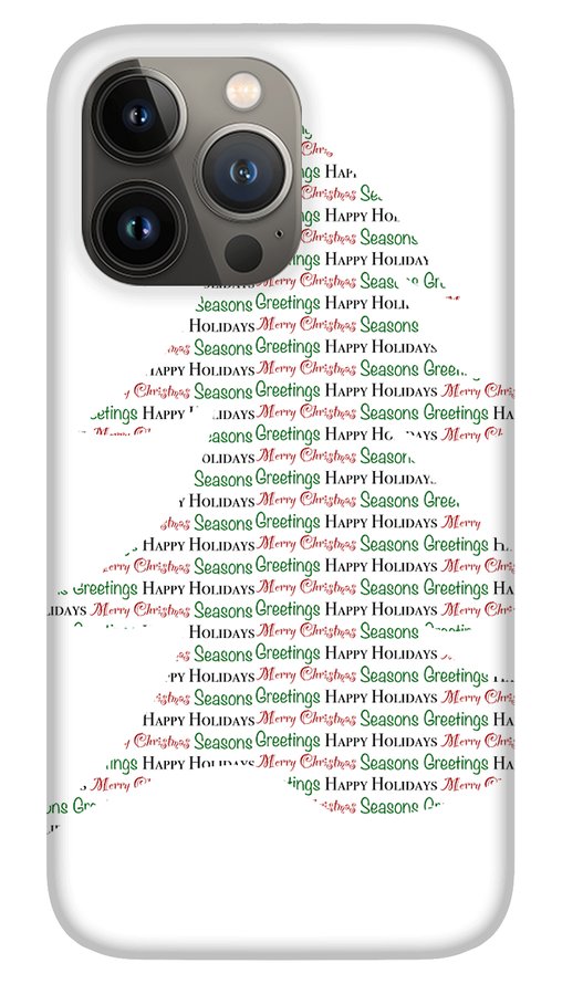 Merry Christmas Tree Text Art - Phone Case