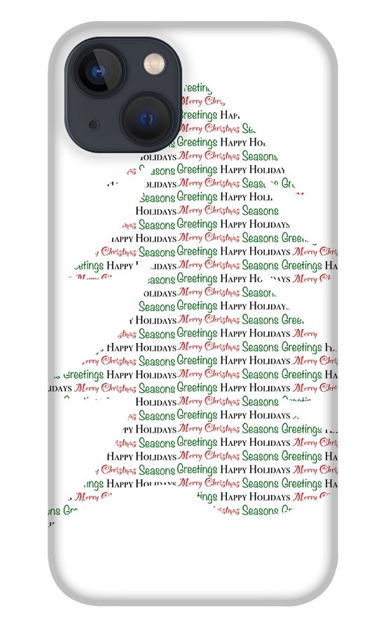 Merry Christmas Tree Text Art - Phone Case