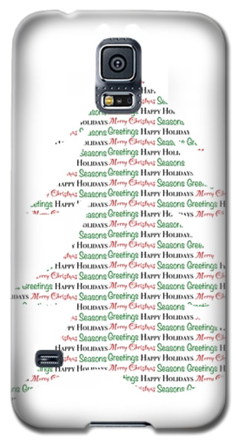 Merry Christmas Tree Text Art - Phone Case