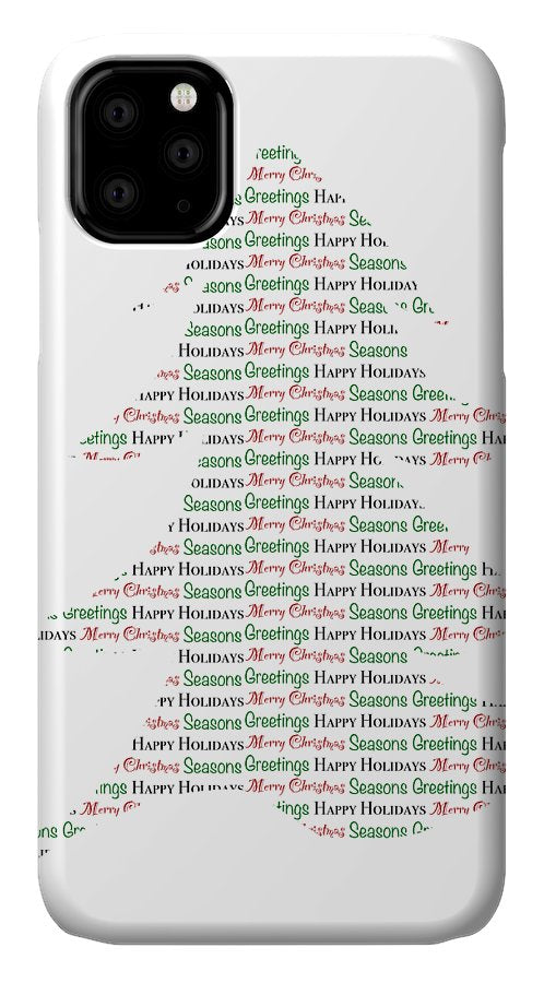 Merry Christmas Tree Text Art - Phone Case