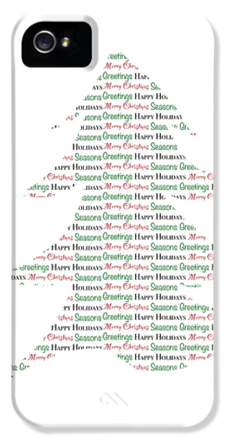 Merry Christmas Tree Text Art - Phone Case