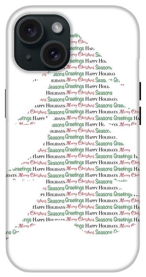 Merry Christmas Tree Text Art - Phone Case