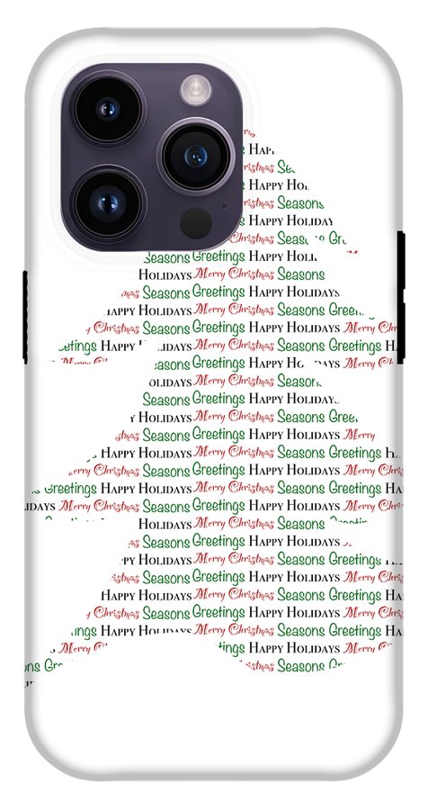Merry Christmas Tree Text Art - Phone Case