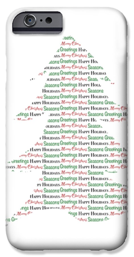 Merry Christmas Tree Text Art - Phone Case