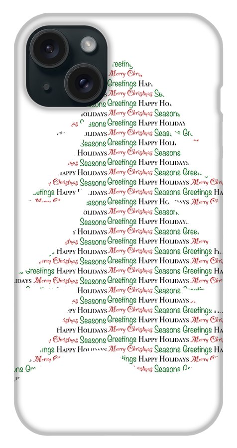 Merry Christmas Tree Text Art - Phone Case
