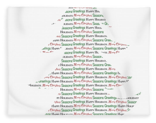 Merry Christmas Tree Text Art - Blanket