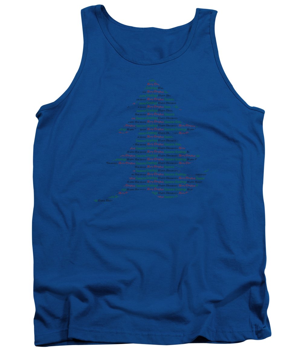 Merry Christmas Tree Text Art - Tank Top