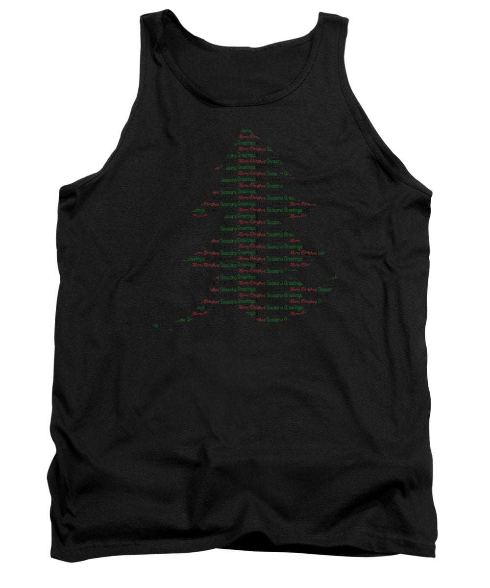 Merry Christmas Tree Text Art - Tank Top