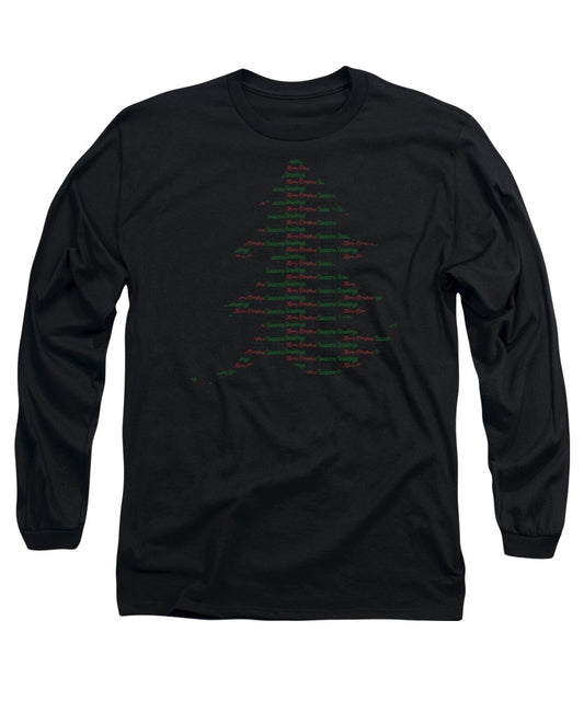 Merry Christmas Tree Text Art - Long Sleeve T-Shirt