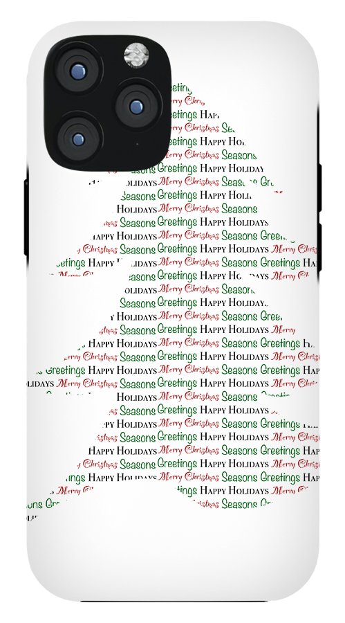 Merry Christmas Tree Text Art - Phone Case