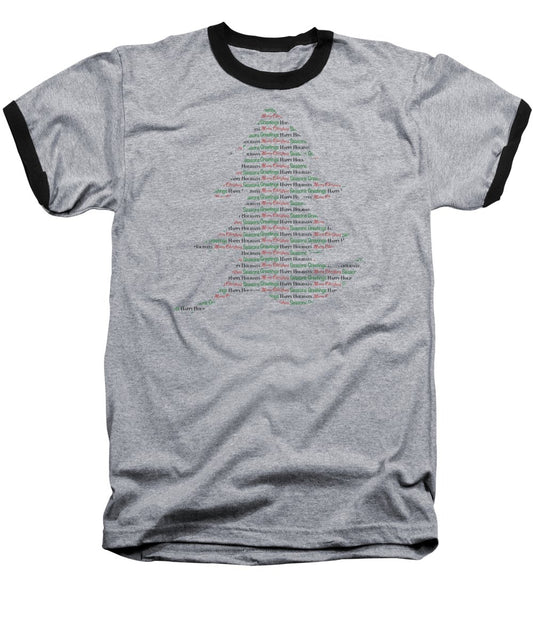 Merry Christmas Tree Text Art - Baseball T-Shirt