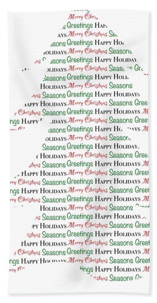 Merry Christmas Tree Text Art - Bath Towel