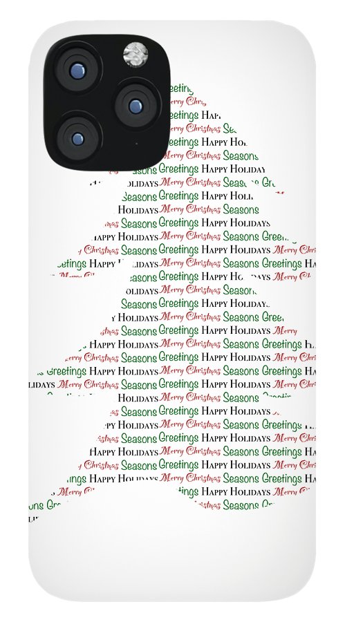 Merry Christmas Tree Text Art - Phone Case