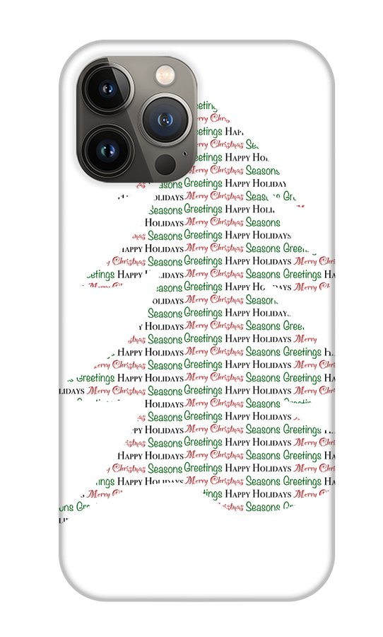 Merry Christmas Tree Text Art - Phone Case