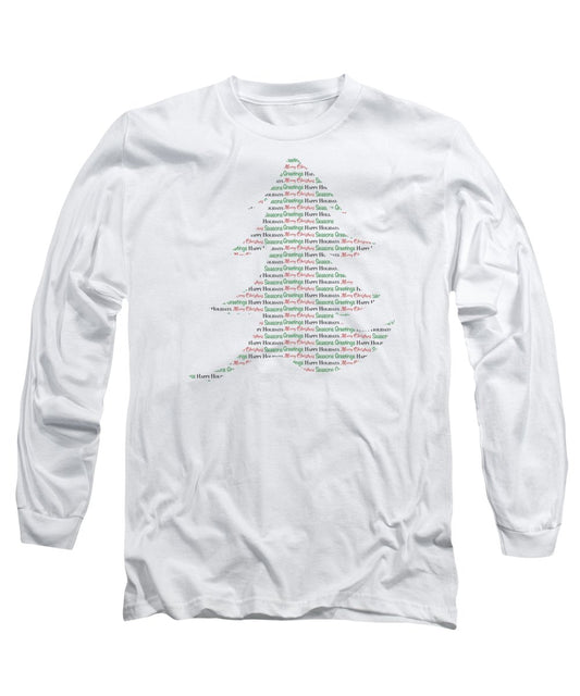 Merry Christmas Tree Text Art - Long Sleeve T-Shirt