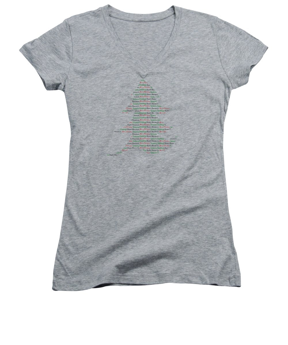 Merry Christmas Tree Text Art - Women's V-Neck