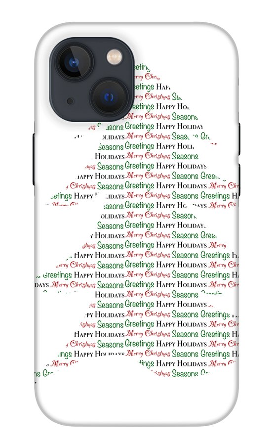 Merry Christmas Tree Text Art - Phone Case