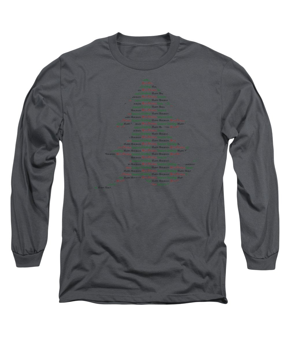 Merry Christmas Tree Text Art - Long Sleeve T-Shirt