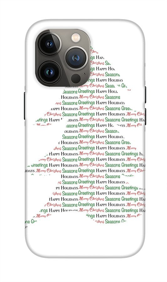 Merry Christmas Tree Text Art - Phone Case