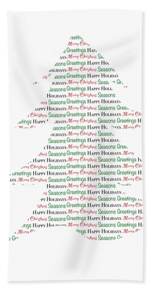Merry Christmas Tree Text Art - Beach Towel