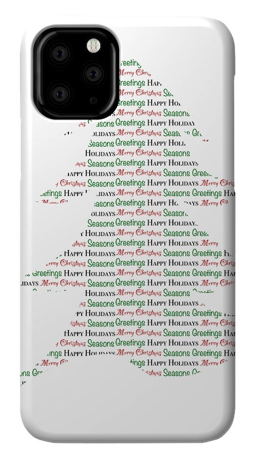 Merry Christmas Tree Text Art - Phone Case