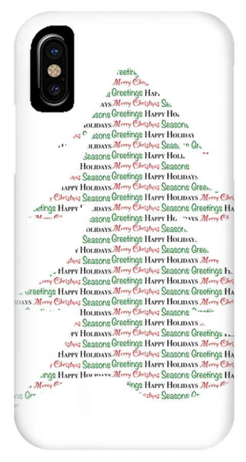Merry Christmas Tree Text Art - Phone Case