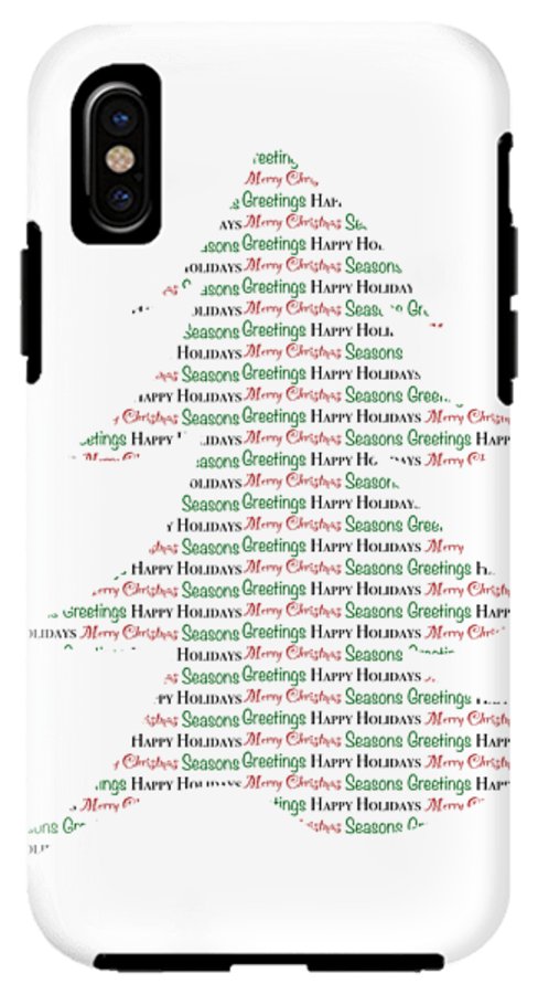 Merry Christmas Tree Text Art - Phone Case