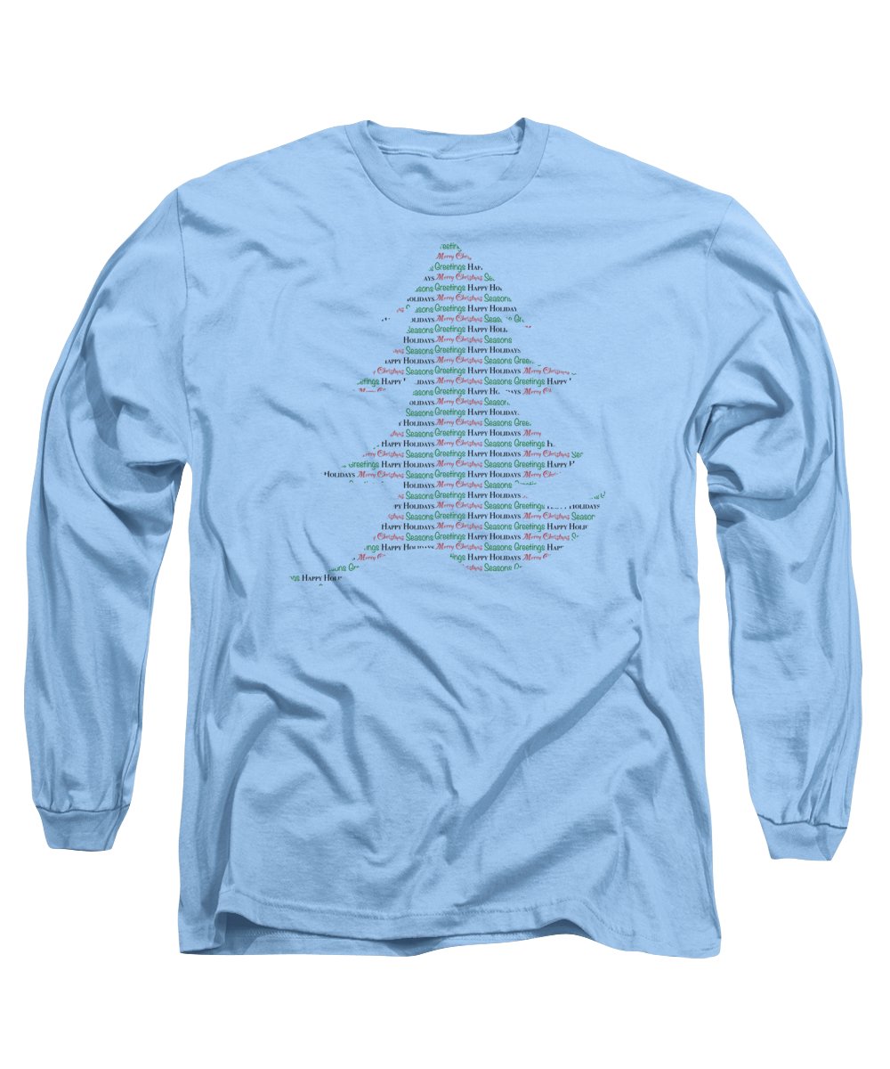 Merry Christmas Tree Text Art - Long Sleeve T-Shirt