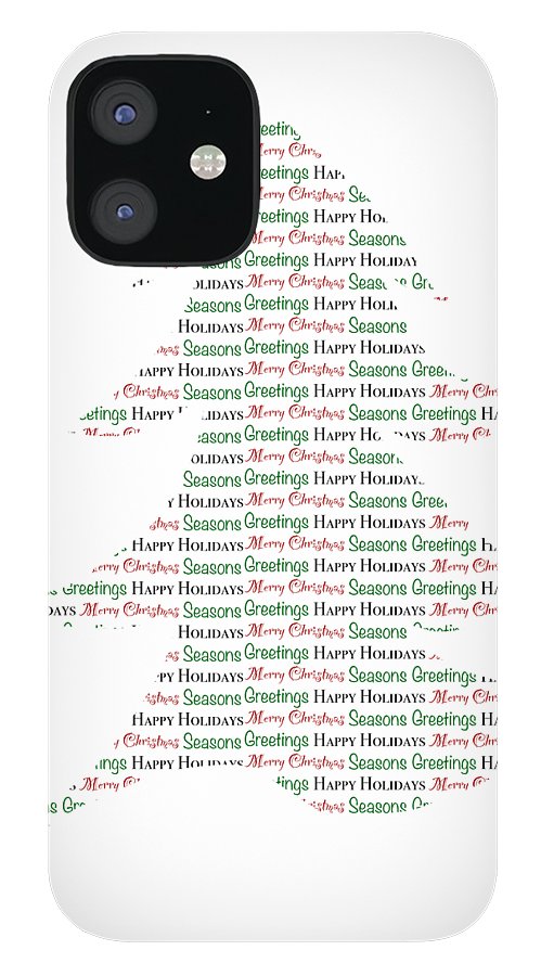 Merry Christmas Tree Text Art - Phone Case