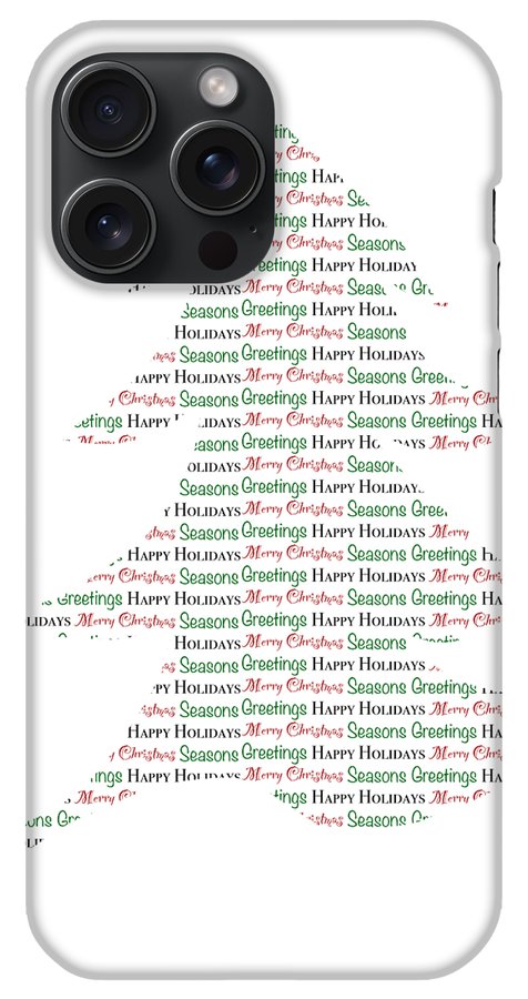 Merry Christmas Tree Text Art - Phone Case