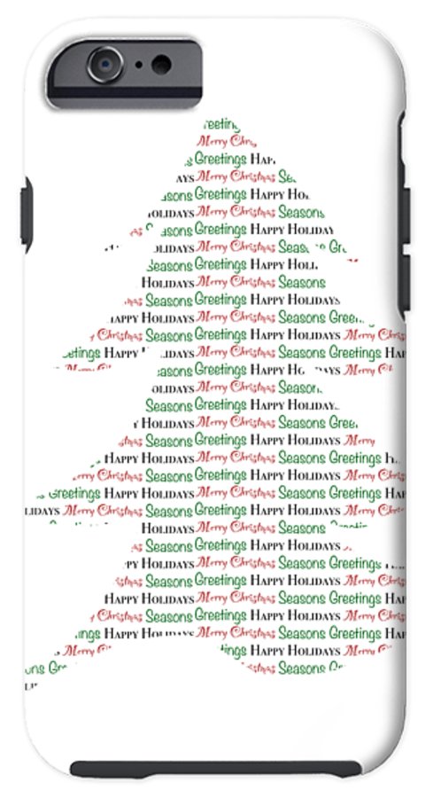 Merry Christmas Tree Text Art - Phone Case