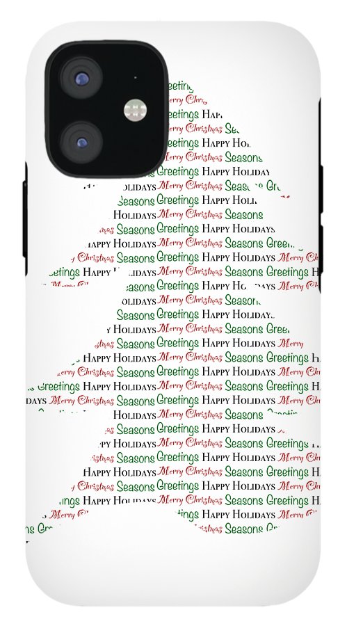 Merry Christmas Tree Text Art - Phone Case